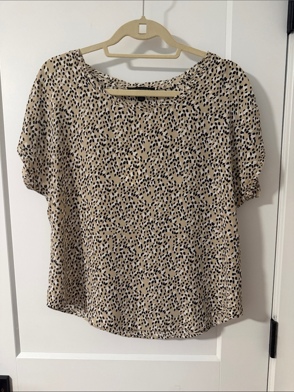 NWT Banana Republic Beige Top with Black Dot Print